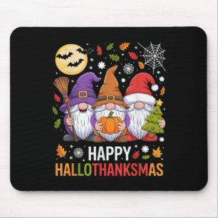 Happy Hallothanksmas Gnomes Lover Halloween Merry Mouse Mat