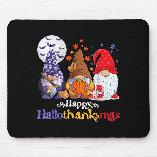 Happy Hallothanksmas Gnomes Lover Halloween Merry  Mouse Mat (Front)