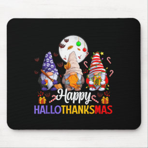Happy Hallothanksmas Gnomes Lover Halloween Merry Mouse Mat