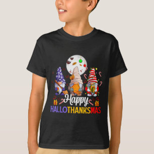 Happy Hallothanksmas Gnomes Lover Halloween Merry T-Shirt