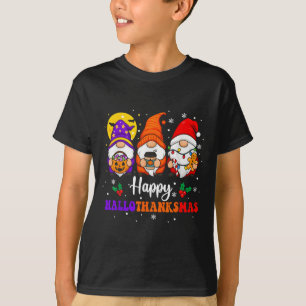 Happy Hallothanksmas Gnomes Lover Halloween Merry T-Shirt