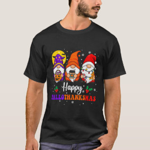 Happy Hallothanksmas Gnomes Lover Halloween Merry  T-Shirt