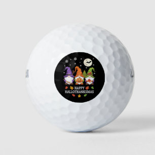 Happy Hallothanksmas Gnomes Lover Halloween Xmas Golf Balls