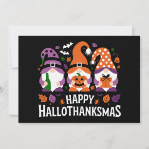 Happy Hallothanksmas Gnomes Lover Merry Christmas Holiday Card