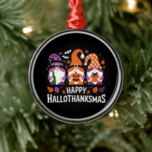 Happy Hallothanksmas Gnomes Lover Merry Christmas Metal Tree Decoration