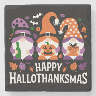 Happy Hallothanksmas Gnomes Lover Merry Christmas Stone Coaster