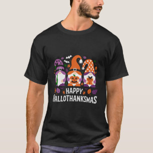 Happy Hallothanksmas Gnomes Lover Merry Christmas T-Shirt