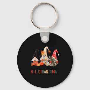 Happy Hallothanksmas Gnomes Pumpkins Halloween Chr Key Ring