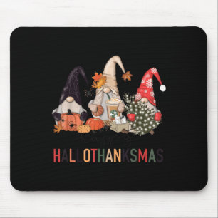 Happy Hallothanksmas Gnomes Pumpkins Halloween Chr Mouse Mat