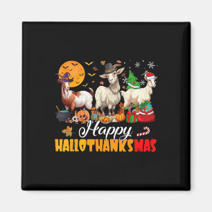 Happy Hallothanksmas Goat Halloween Thanksgiving C Magnet