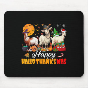 Happy Hallothanksmas Goat Halloween Thanksgiving C Mouse Mat