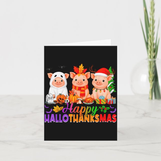 Happy Hallothanksmas Gs Halloween Thanksgiving Chr Card (Front)