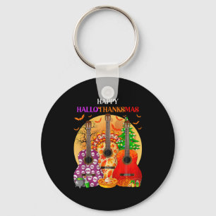 Happy Hallothanksmas Guitar Halloween Thanksgiving Key Ring