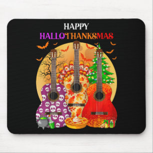 Happy Hallothanksmas Guitar Halloween Thanksgiving Mouse Mat