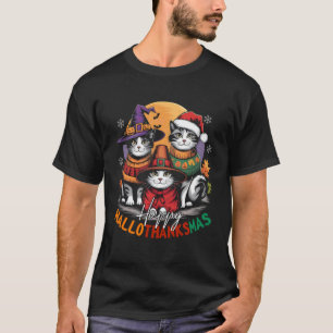Happy HalloThanksMas Halloween, Christmas, Thanksg T-Shirt