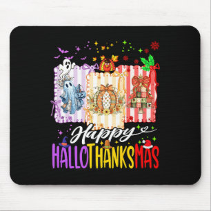 Happy Hallothanksmas Halloween Ghost Pumpkin Xmas Mouse Mat