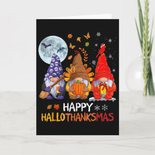 Happy Hallothanksmas Halloween Gnomes Thanksgiving Card
