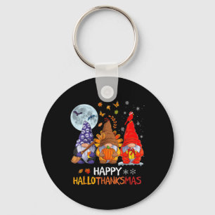 Happy Hallothanksmas Halloween Gnomes Thanksgiving Key Ring