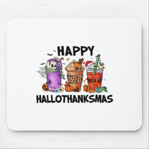 Happy Hallothanksmas Halloween Pumkin Thanksgiving Mouse Mat