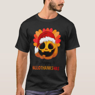 Happy Hallothanksmas Halloween Pumpkin Christmas H T-Shirt