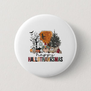 Happy Hallothanksmas Halloween Thanksgiving Christ 6 Cm Round Badge