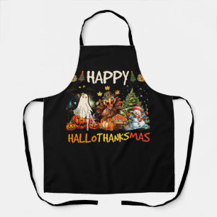 Happy Hallothanksmas Halloween Thanksgiving Christ Apron