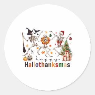 Happy Hallothanksmas Halloween Thanksgiving Christ Classic Round Sticker
