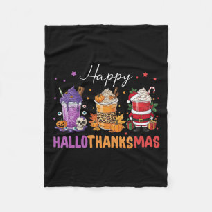 Happy Hallothanksmas Halloween Thanksgiving Christ Fleece Blanket