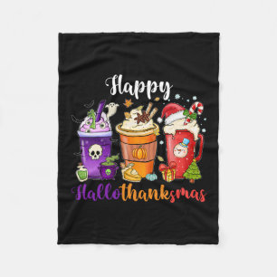 Happy Hallothanksmas Halloween Thanksgiving Christ Fleece Blanket