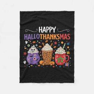 Happy Hallothanksmas Halloween Thanksgiving Christ Fleece Blanket