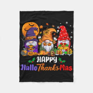 Happy Hallothanksmas Halloween Thanksgiving Christ Fleece Blanket