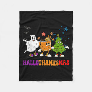 Happy Hallothanksmas Halloween Thanksgiving Christ Fleece Blanket