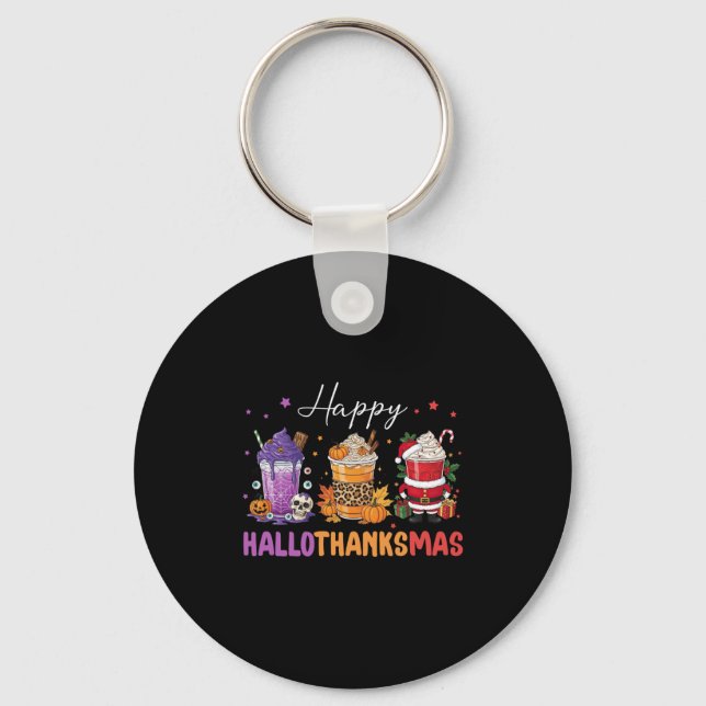 Happy Hallothanksmas Halloween Thanksgiving Christ Key Ring (Front)