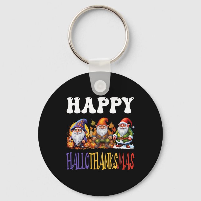 Happy Hallothanksmas Halloween Thanksgiving Christ Key Ring (Front)