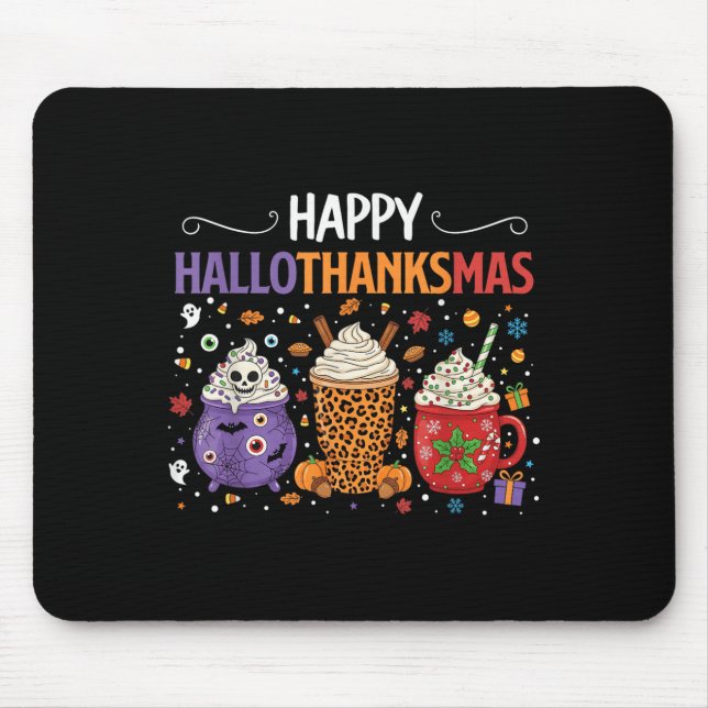 Happy Hallothanksmas Halloween Thanksgiving Christ Mouse Mat (Front)