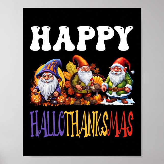 Happy Hallothanksmas Halloween Thanksgiving Christ Poster (Front)