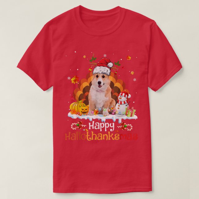 Happy HalloThanksMas Halloween Thanksgiving Christ T-Shirt (Design Front)