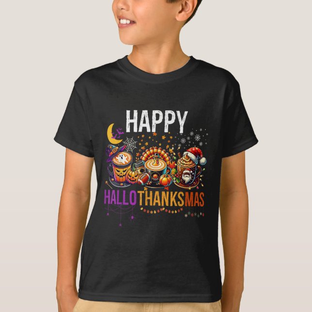 Happy Hallothanksmas Halloween Thanksgiving Christ T-Shirt (Front)