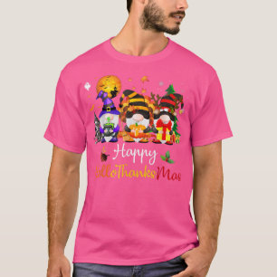 Happy Hallothanksmas Halloween Thanksgiving Gnomes T-Shirt