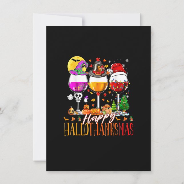 Happy Hallothanksmas Halloween Thanksgiving Merry  Invitation (Front)