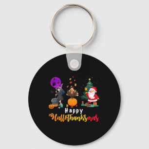 Happy Hallothanksmas Halloween Thanksgiving Merry Key Ring