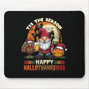 Happy Hallothanksmas Halloween Thanksgiving Merry Mouse Mat