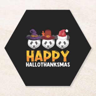 Happy Hallothanksmas Halloween Thanksgiving Merry Paper Coaster