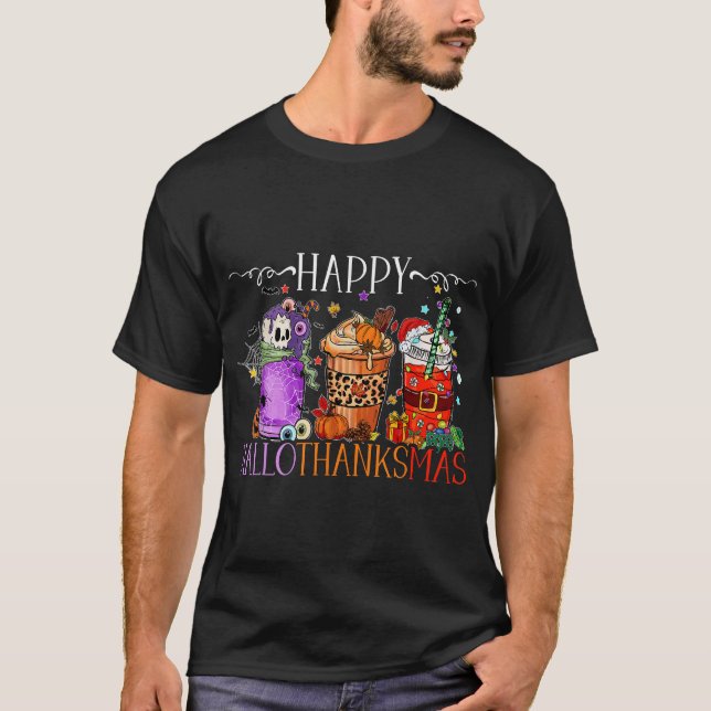 Happy Hallothanksmas Halloween Thanksgiving  T-Shirt (Front)