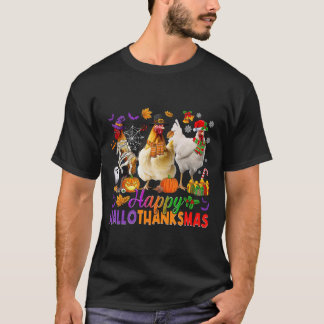 Happy Hallothanksmas Halloween Thanksgiving Xmas C T-Shirt
