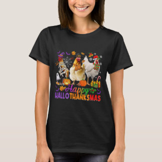 Happy Hallothanksmas Halloween Thanksgiving Xmas C T-Shirt