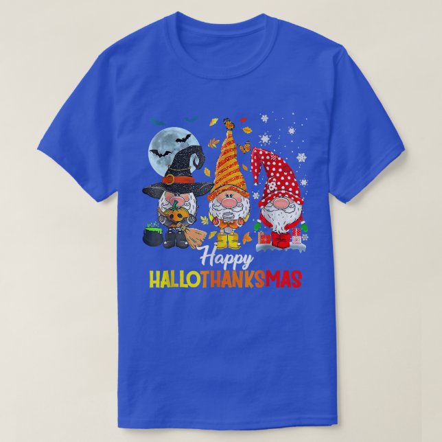 Happy Hallothanksmas Halloween Thanksgiving Xmas G T-Shirt (Design Front)
