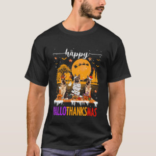 Happy Hallothanksmas Halloween Xmas German Shepher T-Shirt