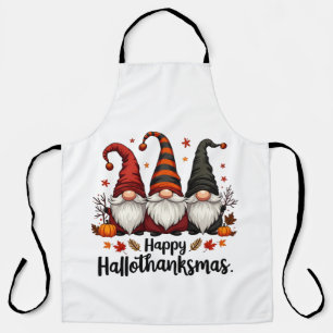 Happy Hallothanksmas Halloween Xmas Gnomes Apron