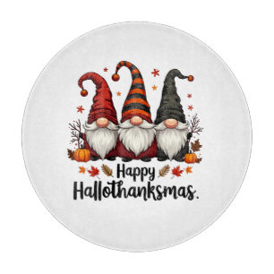 Happy Hallothanksmas Halloween Xmas Gnomes  Cutting Board